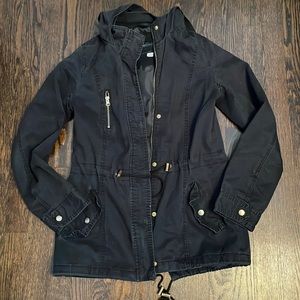 Miss London black Jacket Hooded size Small